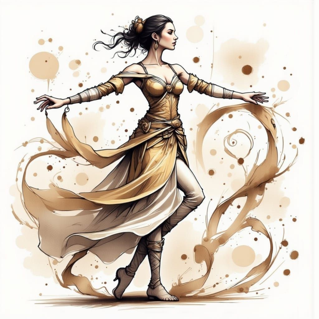 Elegant Dancer Silhouette in Flowing Robe