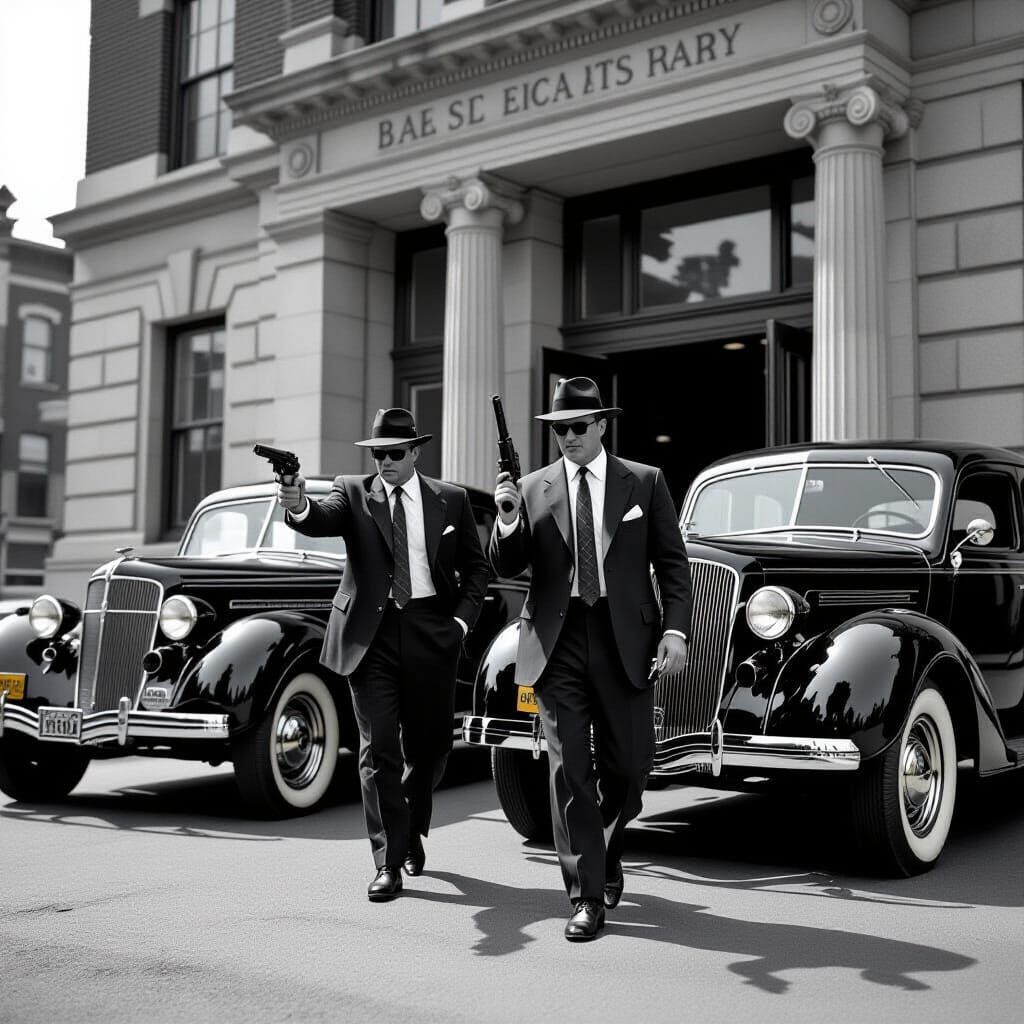 Mafia Mobsters Plan Bank Heist in Noir Style
