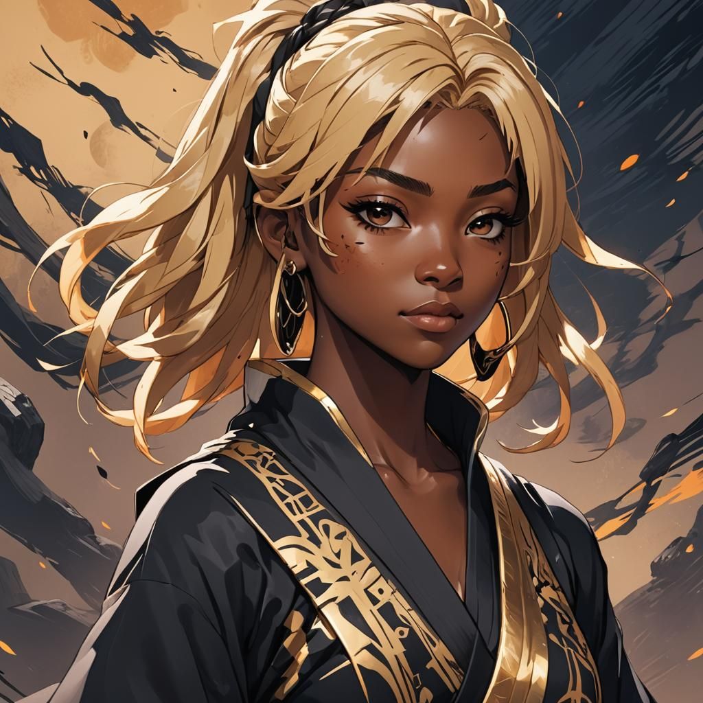 Anime Portrait: Blonde Ninja in Cel-Shaded Style