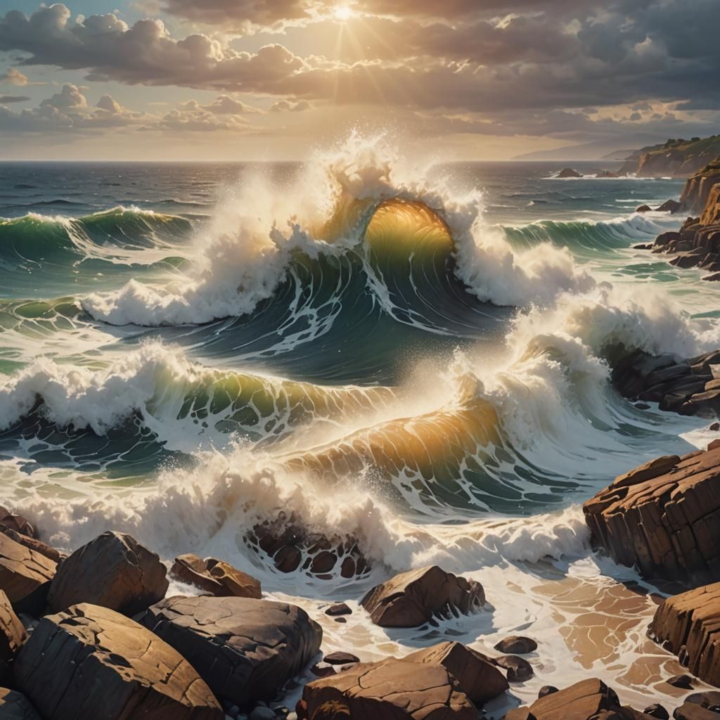 Cinematic Ocean Landscape in Triadic Colors