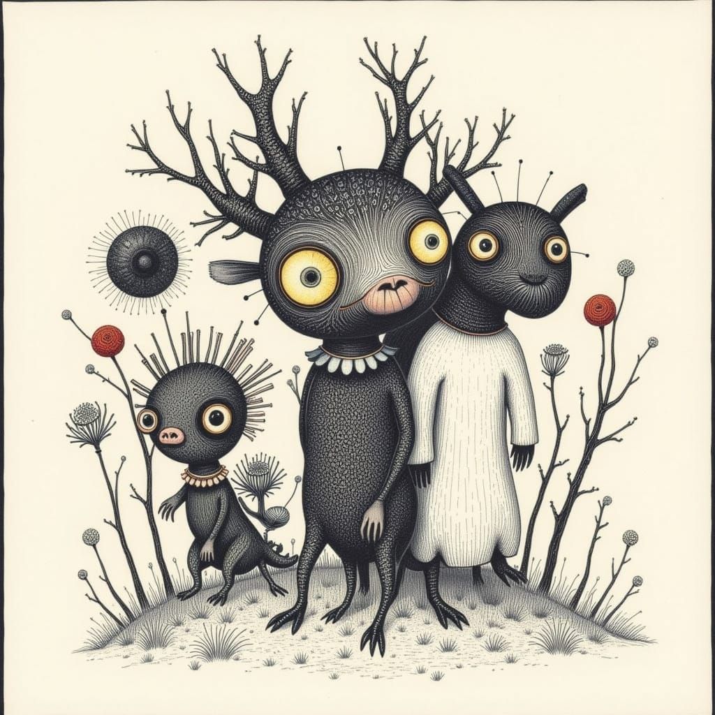 Abstract Digital Art of Melancholy Figures