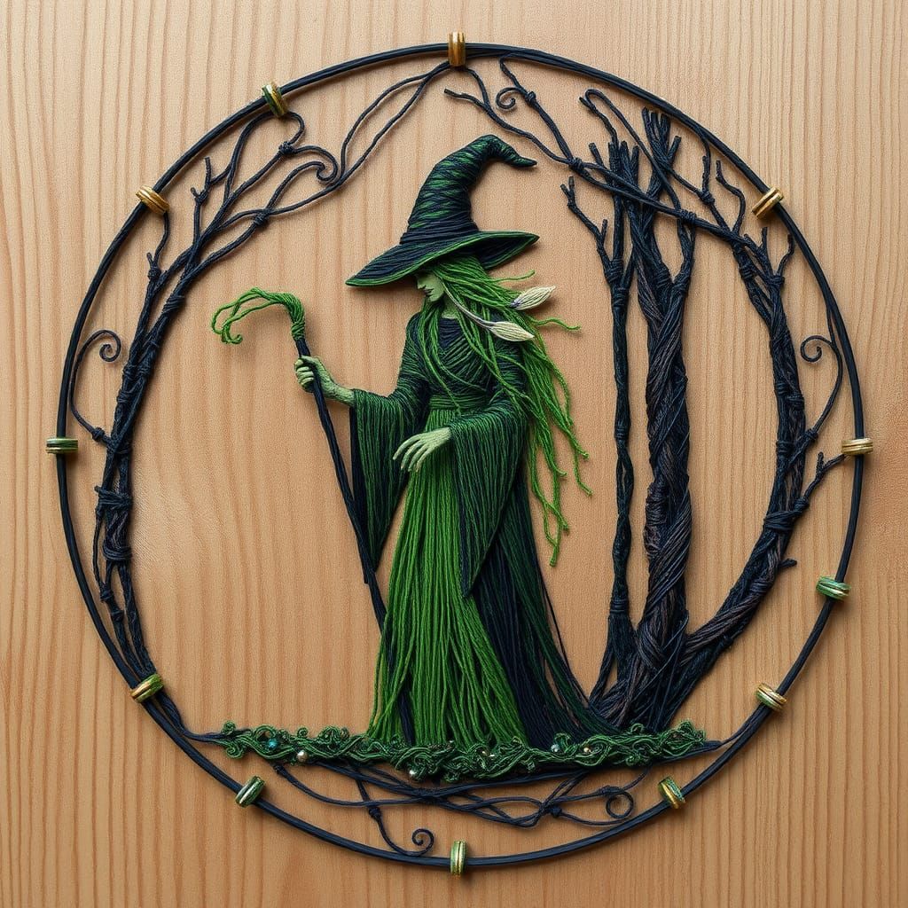 String Art Mandala: Forest Witch Pinned