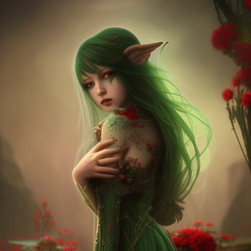 Intricate Elf in Love With Flower of Death