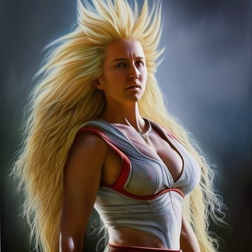 Hyperrealistic Super Saiyan Female in Combat