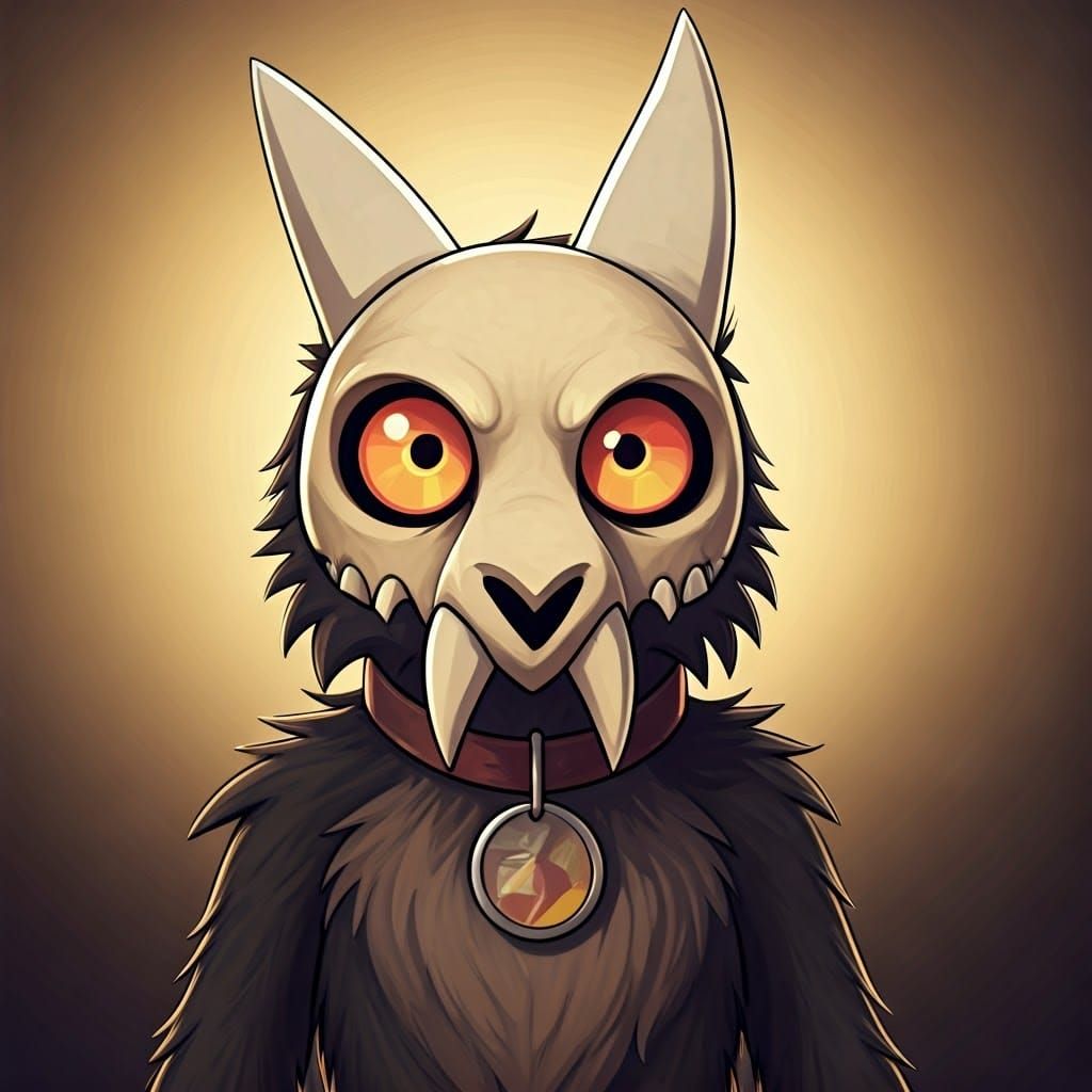 Titan Owl House Ink Drawing in Art Nouveau Style with Golden...