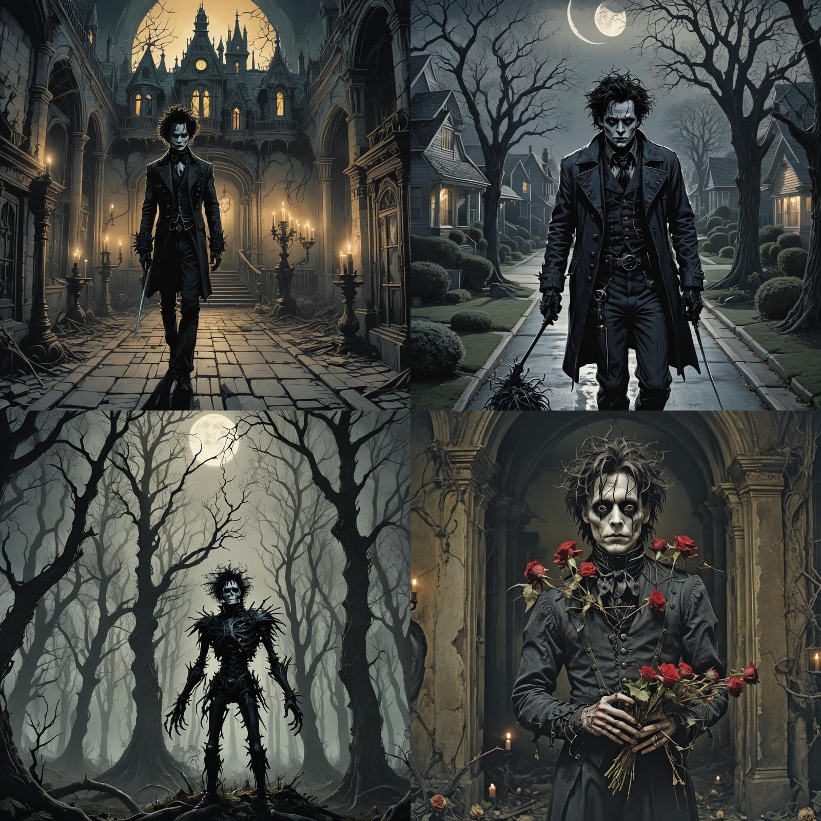 Edward Scissorhands in Gothic Horror Style