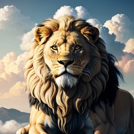 Hyperdetailed Cloud Lion in Motion