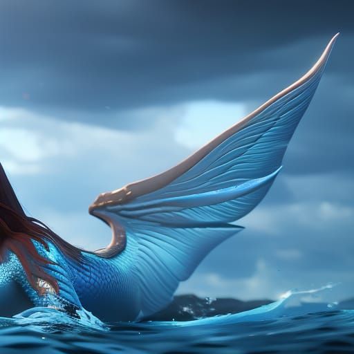 Hyperrealistic Mermaid Transformation in Art Nouveau Style