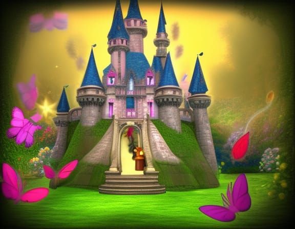 Fairies in a Magical Castle Landscape
