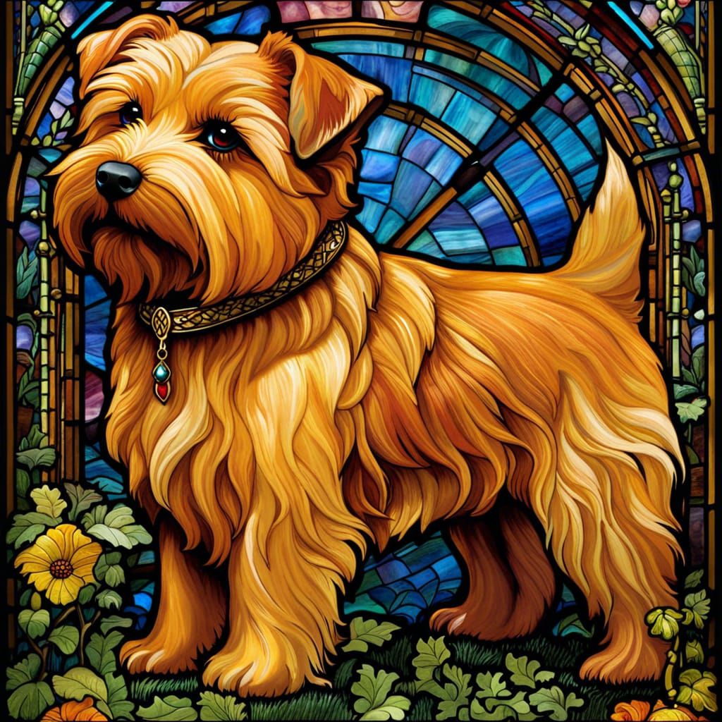 Norfolk Terrier in Stained Glass Style