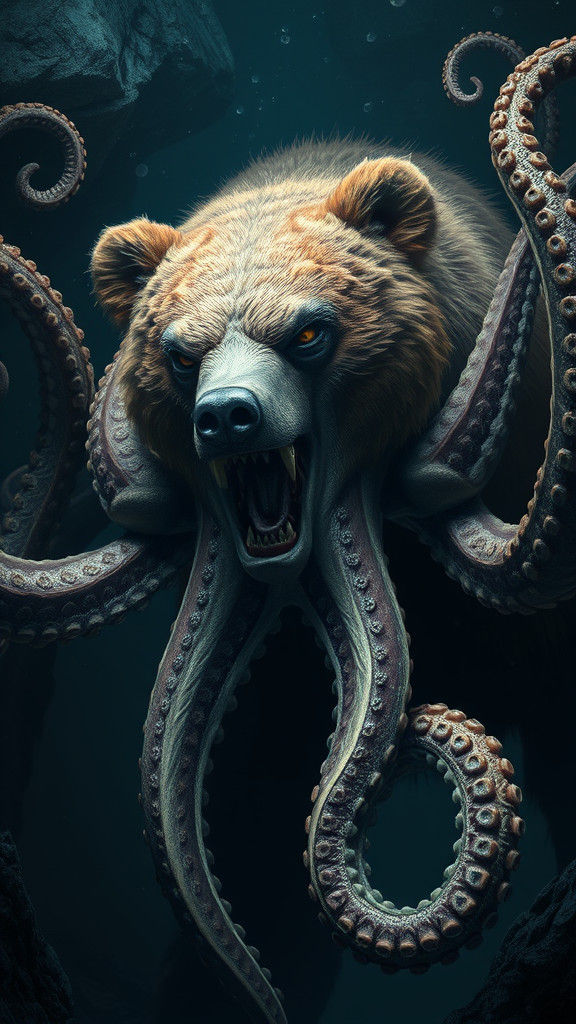 Terrifying Grizzly Bear Octopus Hybrid Concept Art