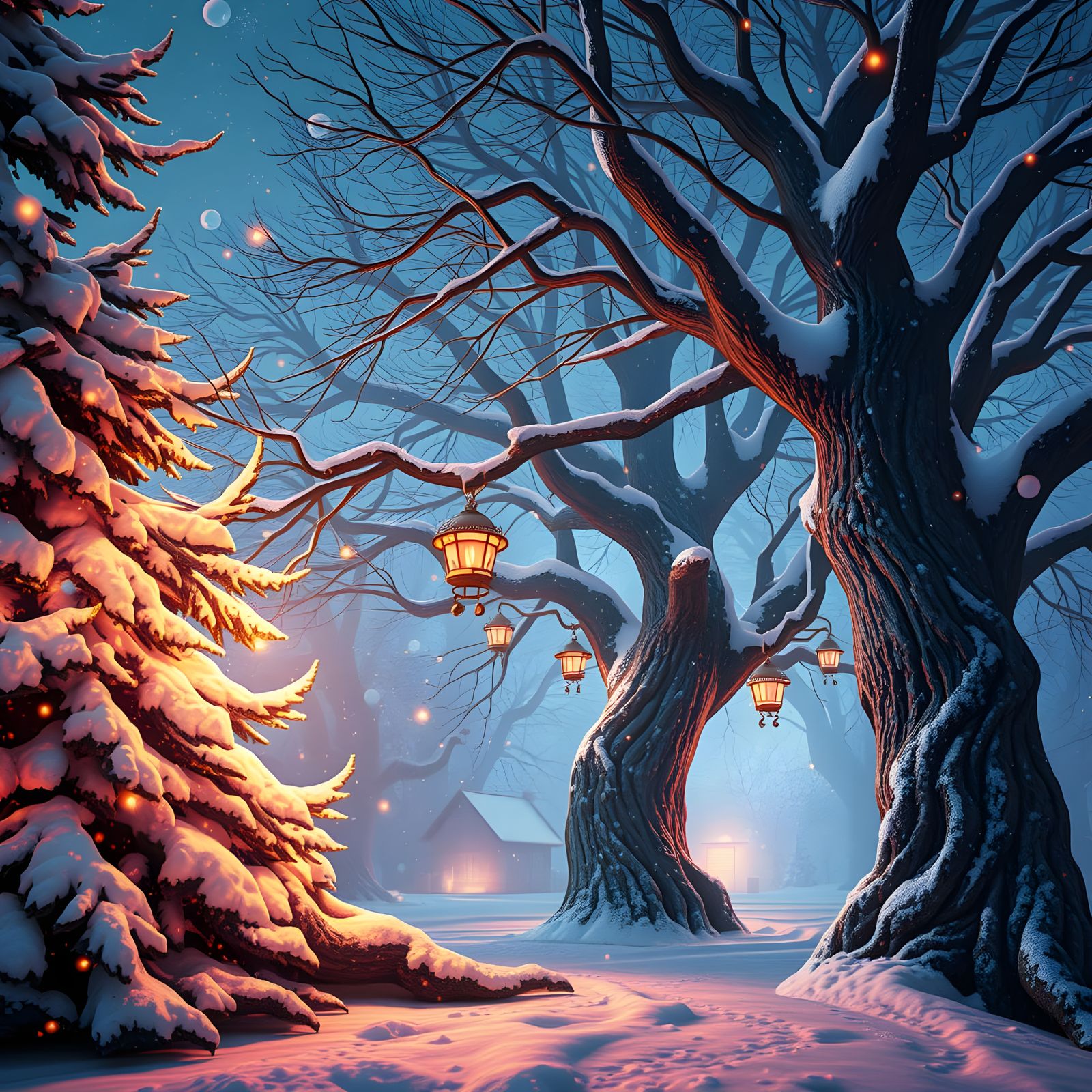 Vibrant Christmas Wonderland in a Fantastical Realm
