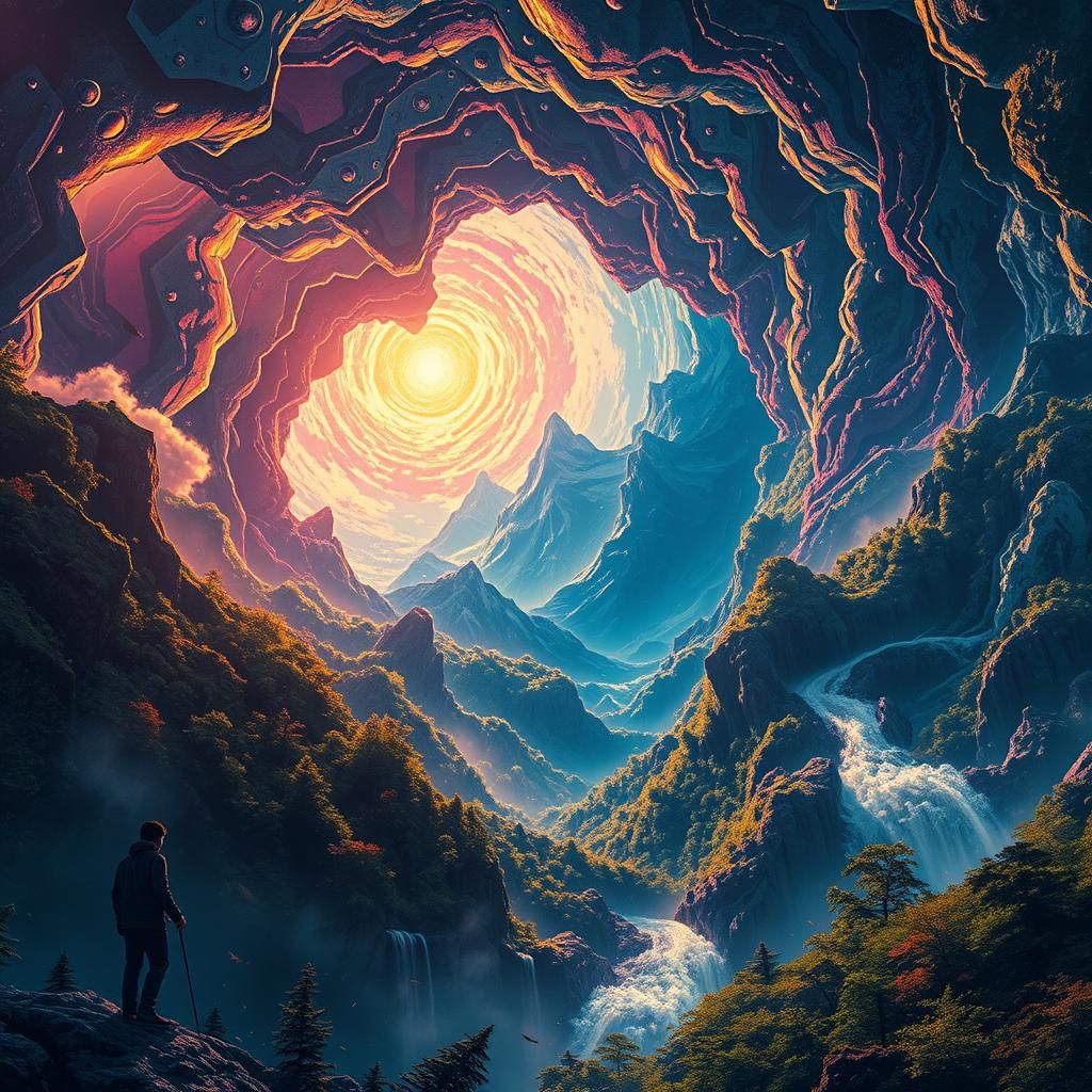 Lush Ecosystem Vortex with Futuristic Glow