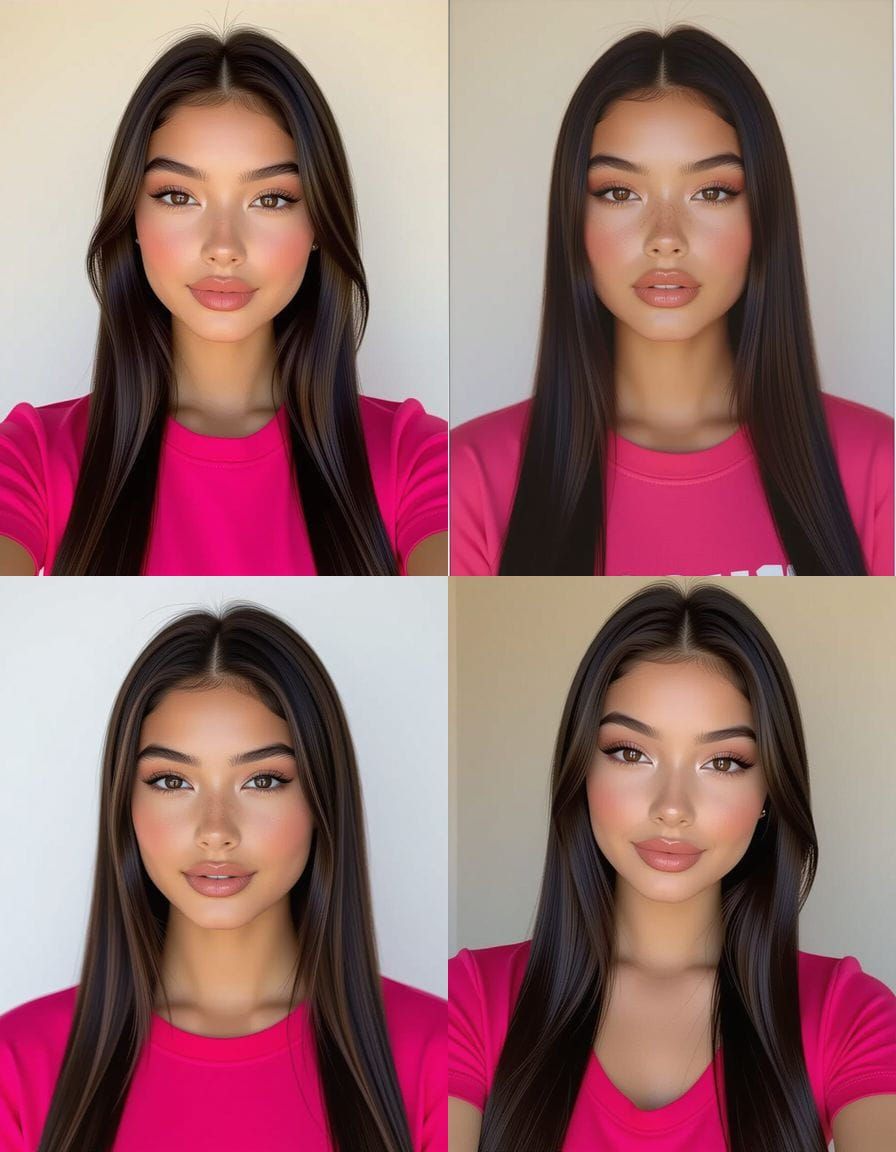 Gen Z Latina Baddie Selfie with Sleek Black Hair