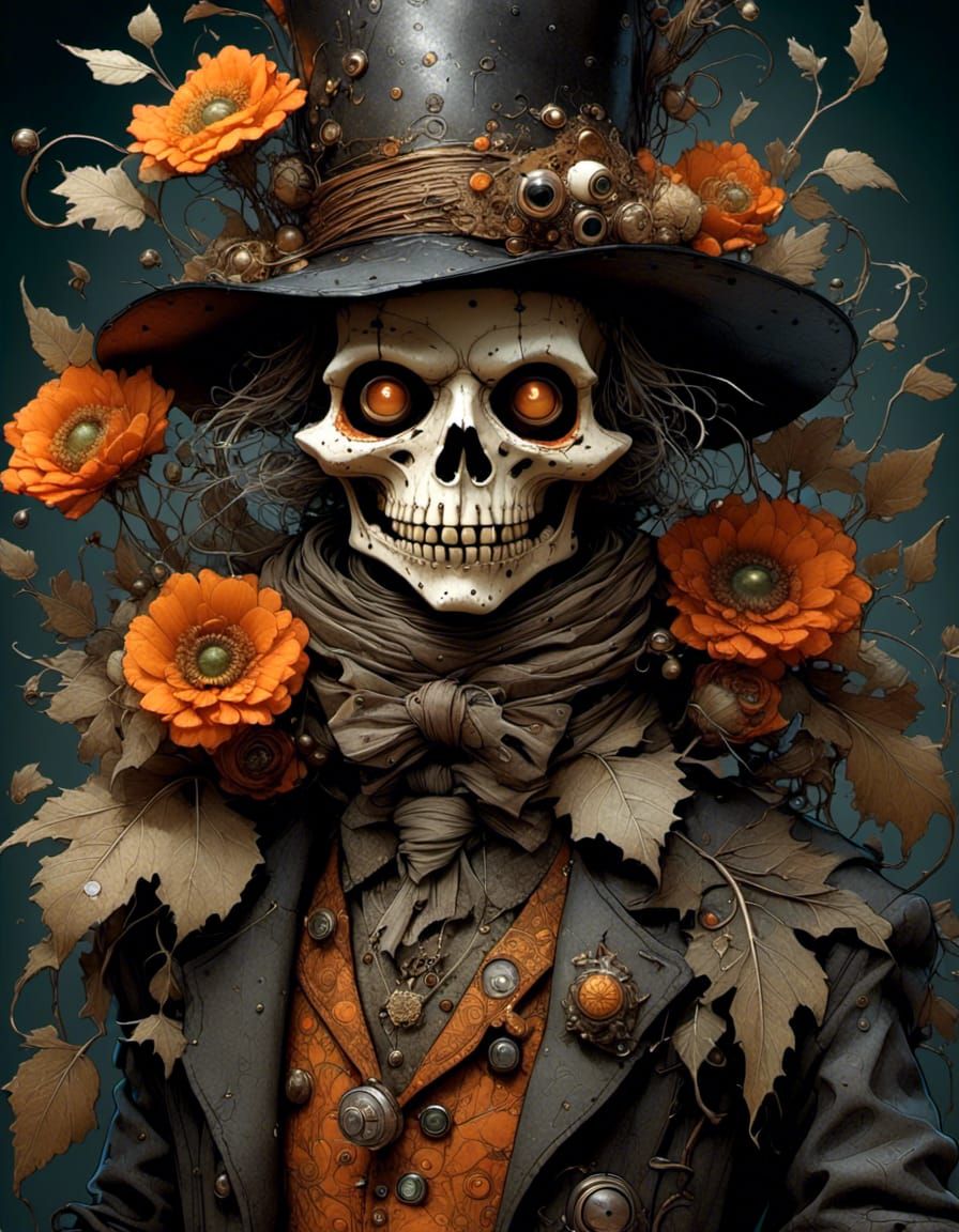 Detailed Scarecrow with Glassy Eyes, Digital Illustration