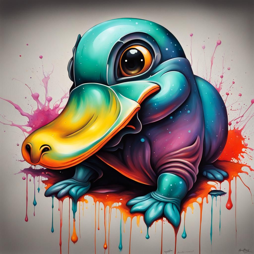 Colorful Graffiti Art Platypus in Street Art Style