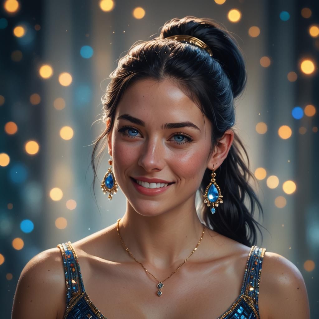 Striking Digital Portrait of a Smiling Woman