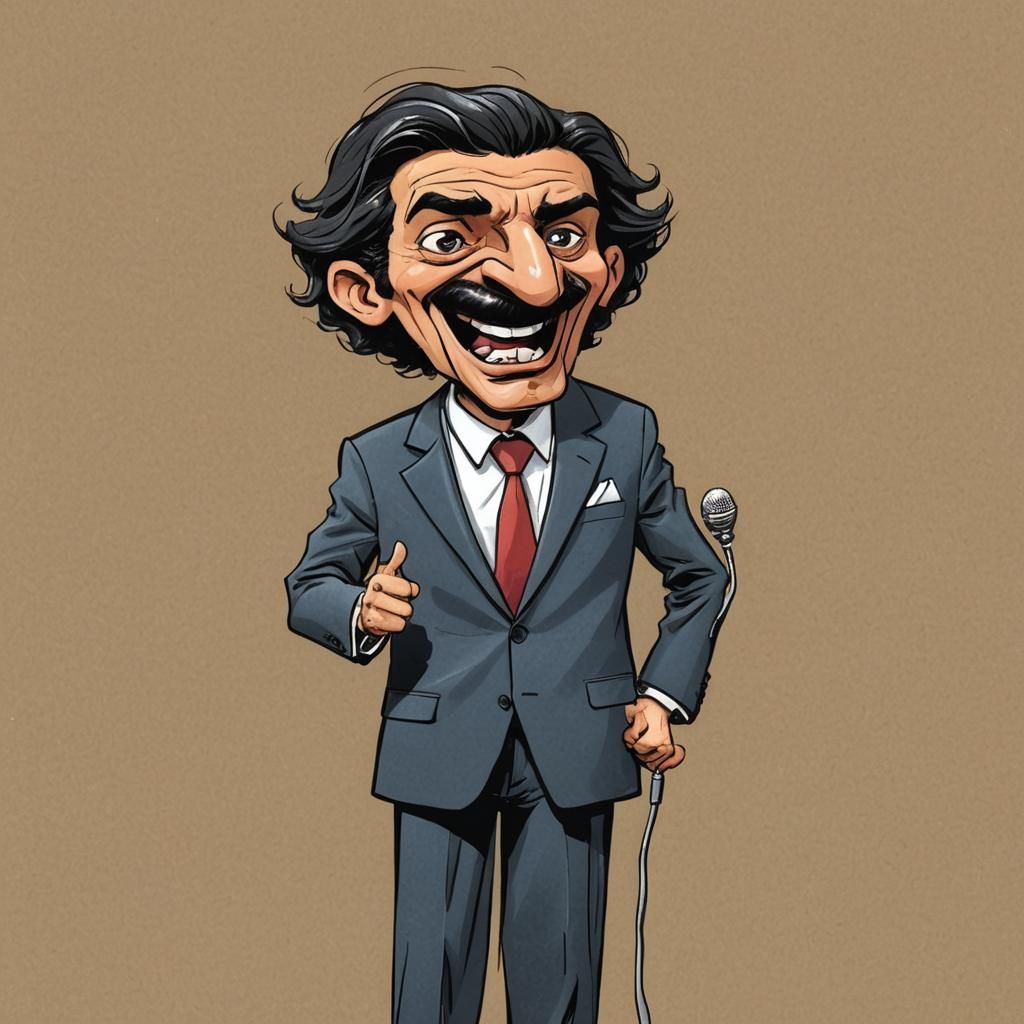 Caricature of Comic Artist Singing in Middle East