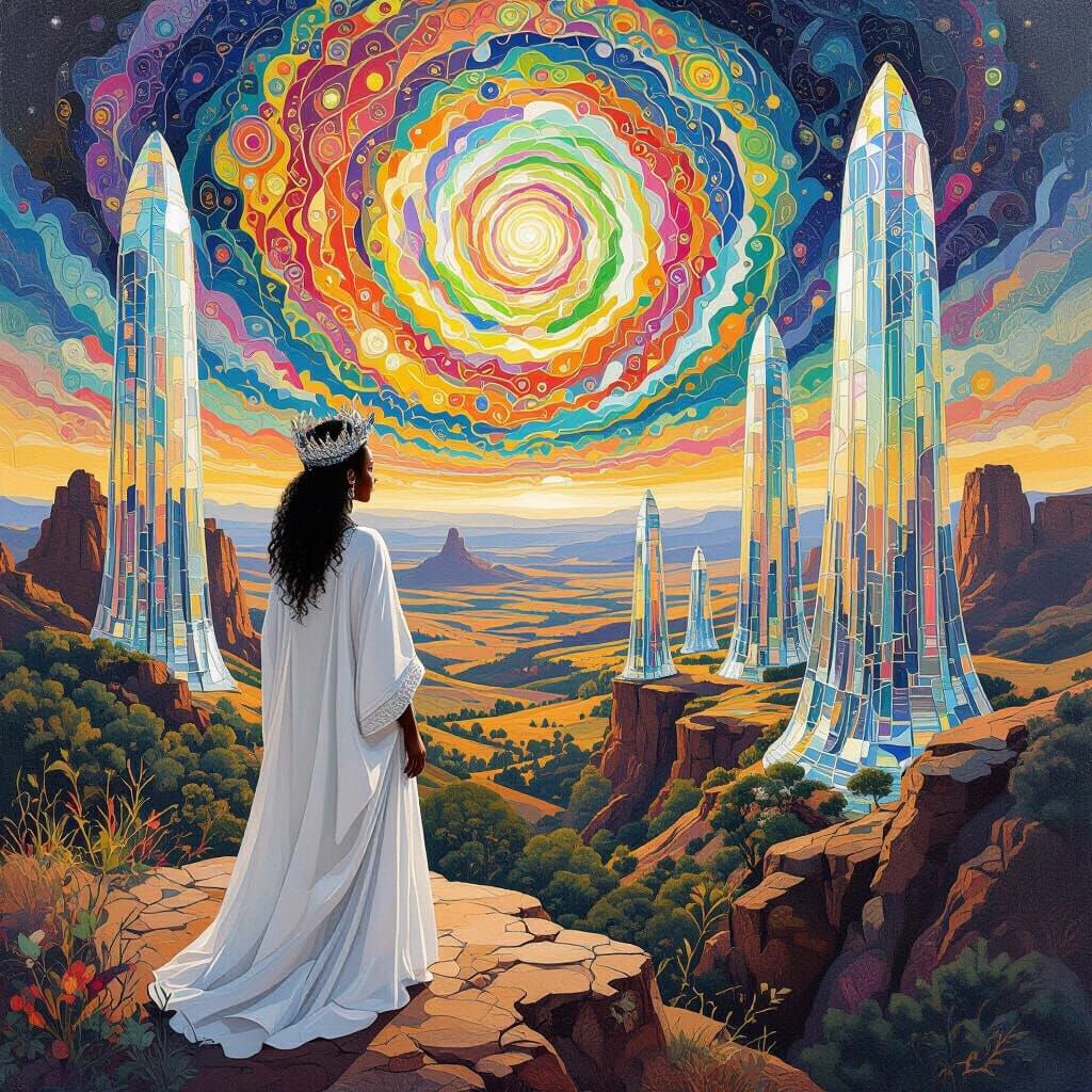 Alien Savanna: Glass Sequoia Trees in Ornate Style