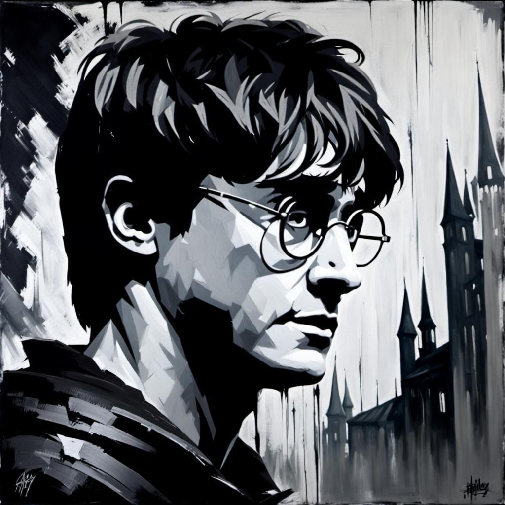 Monochromatic Impasto Portrait of Harry Potter
