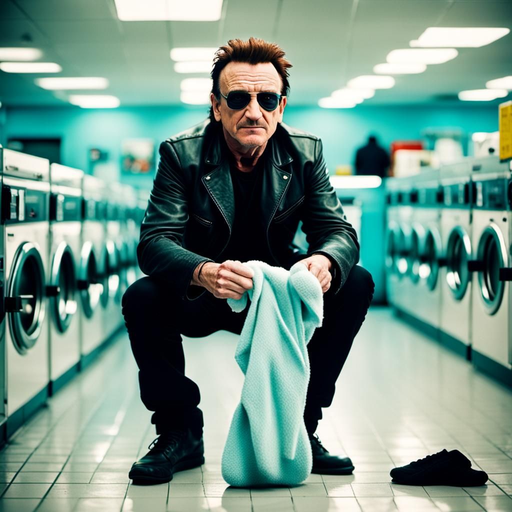 U2's Bono in a laundromat II