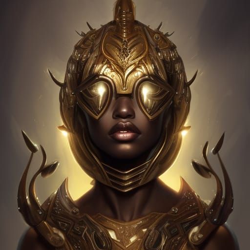 Golden Armored Warrior Portrait in Hyperdetailed Style