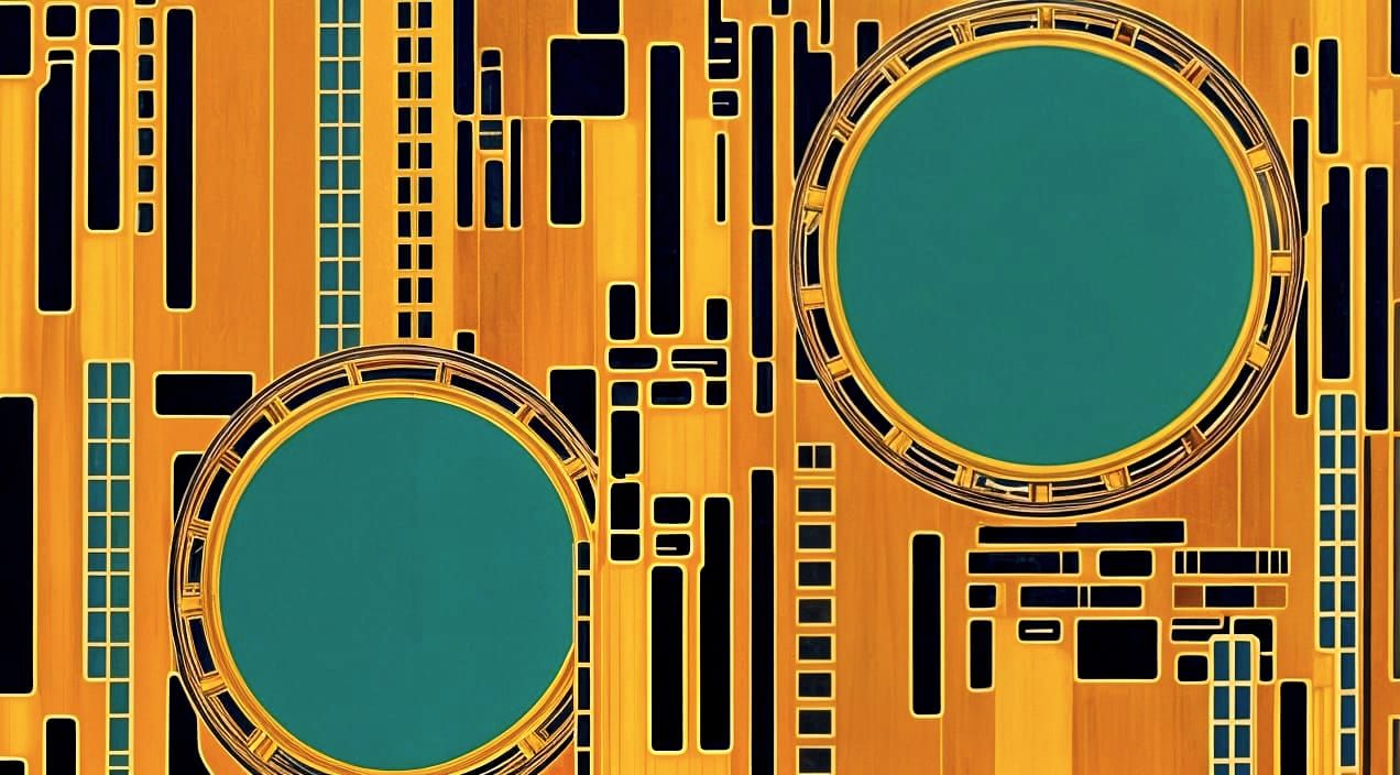 Art Deco Retrofuturist Cityscape in Metallic Glow