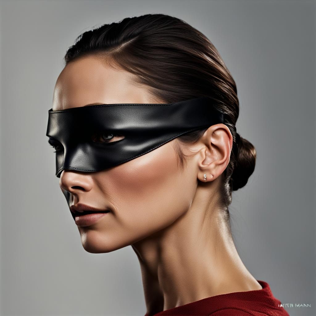 Gal Gadot Close-Up Portrait with Leather Blindfold