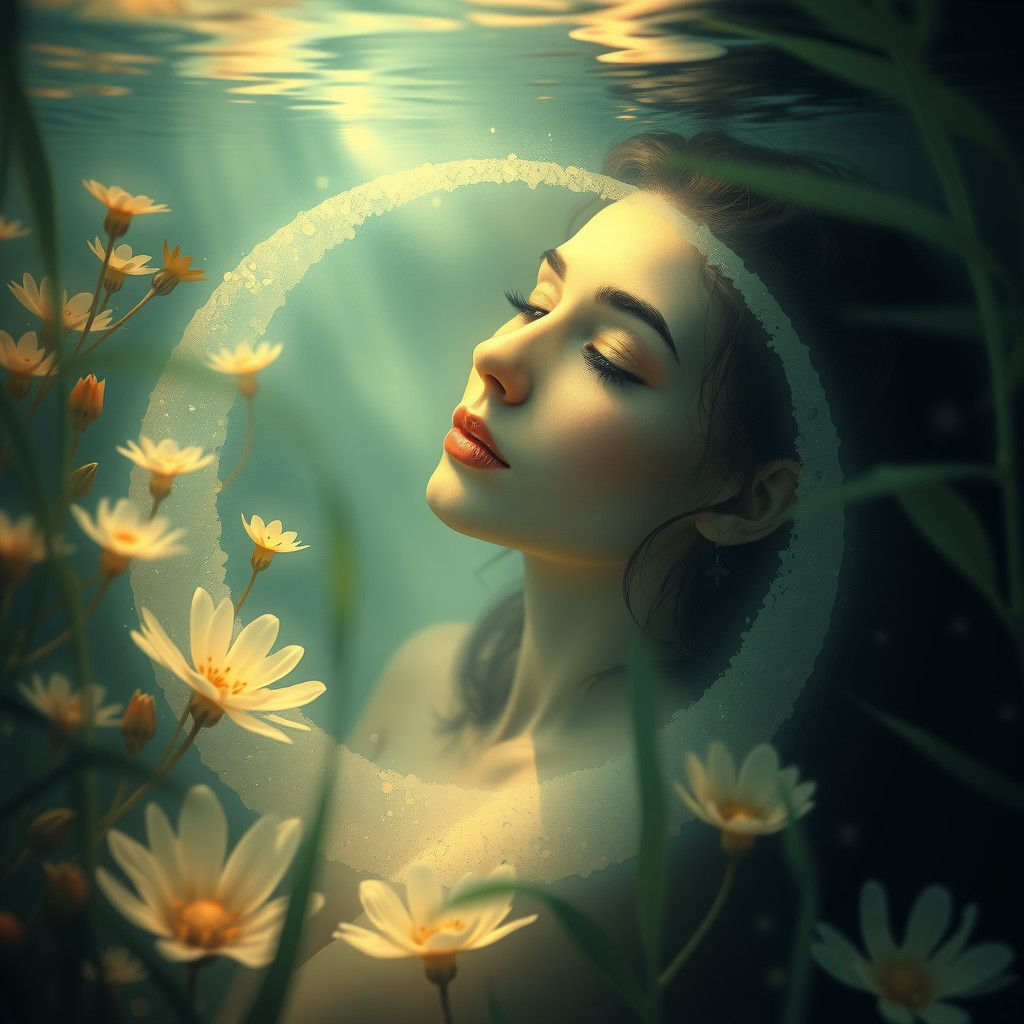 Ethereal Moon Woman in Underwater Dreamscape