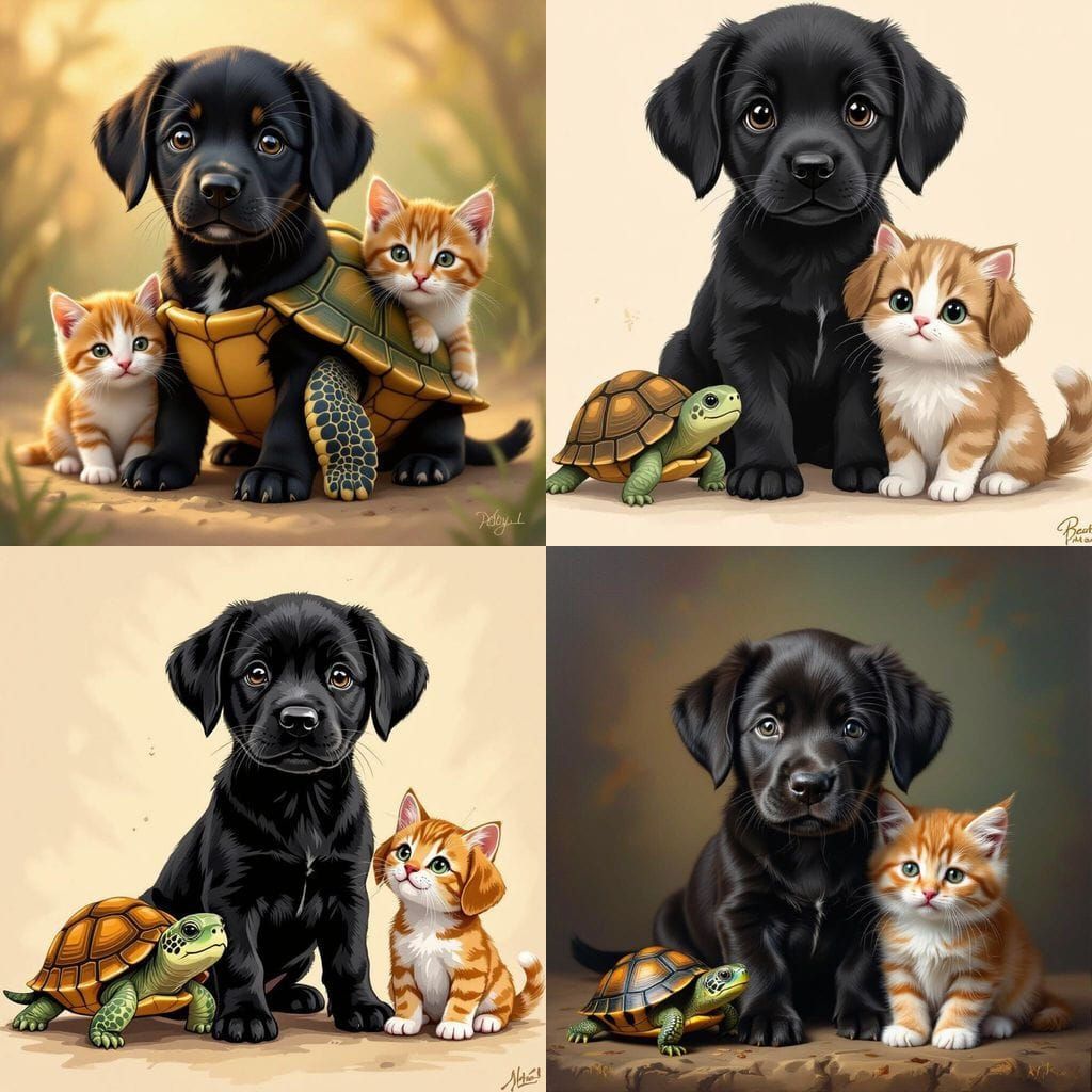 Cute Hybrid Creature: Puppy, Turtle, Kitten