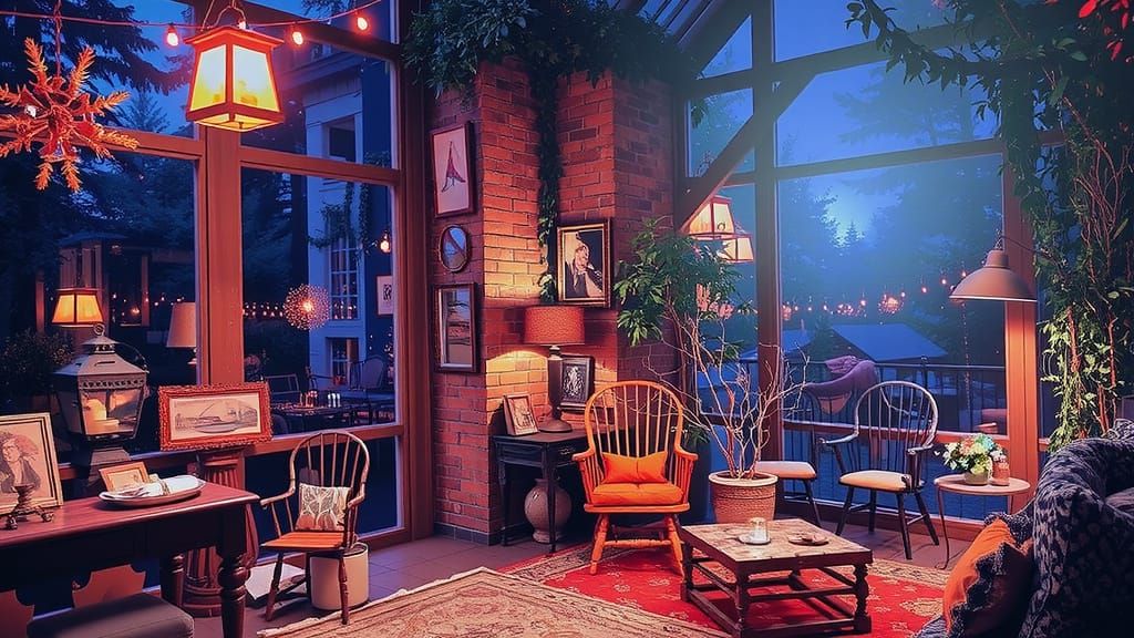 Serene Sunroom Blending Indoors and Outdoors as Digital Art