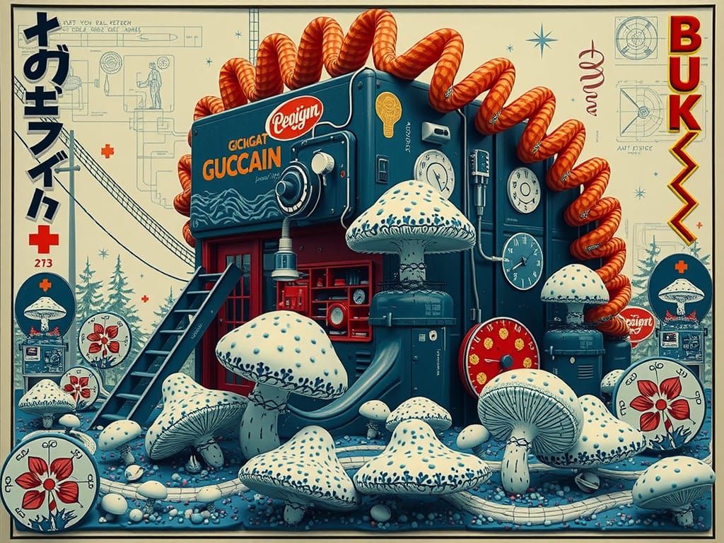 Hyperrealist Sculpture of Whimsical Cabin in Twisted Gum and...