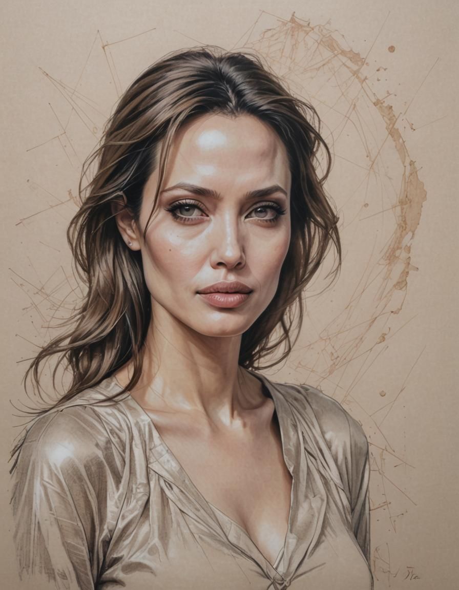 Angelina Jolie: Photorealistic Manga Pencil Sketch