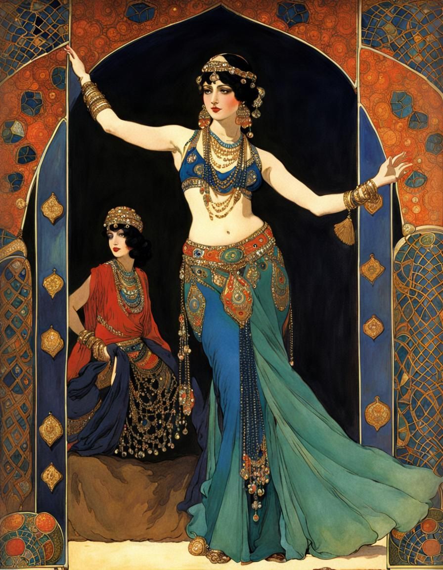 Exotic Belly Dancer in Ornate Costume