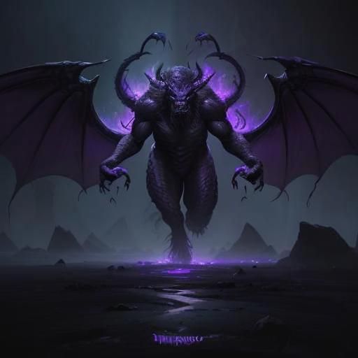 Horrific Shadow Monster Crawling in Fiery Castle