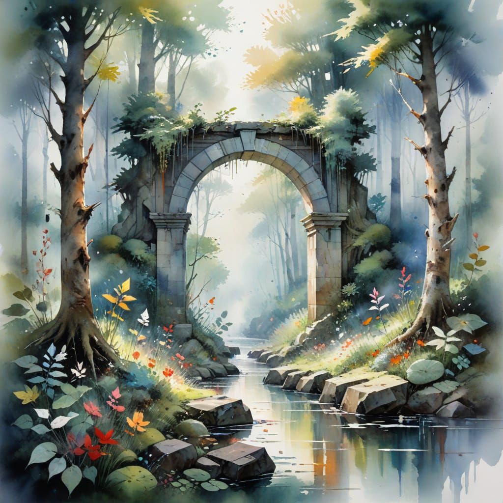 Ethereal Portal Unfolds in Whimsical Forest