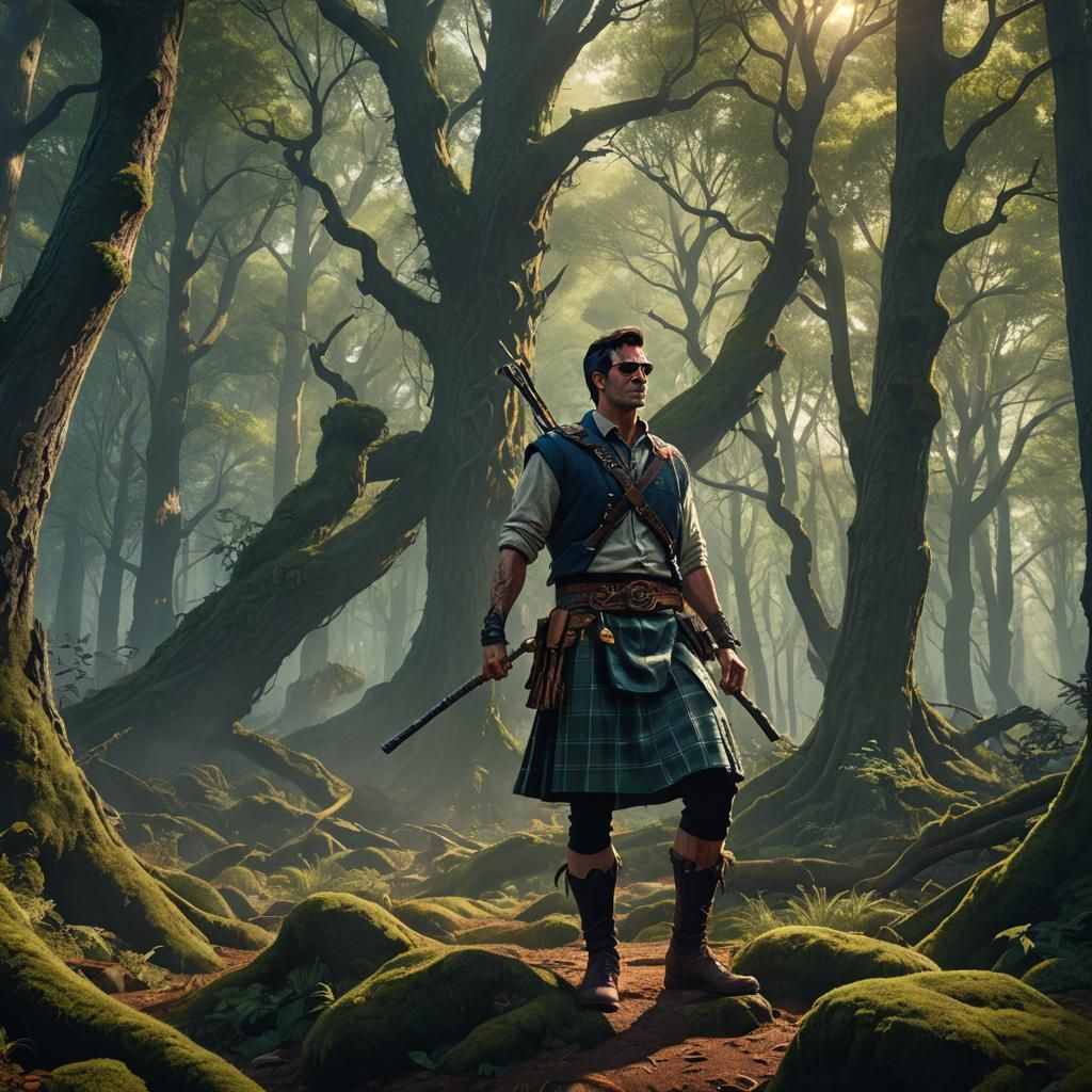 Fantasy Art: Ash Williams in Kilt with Boomstick