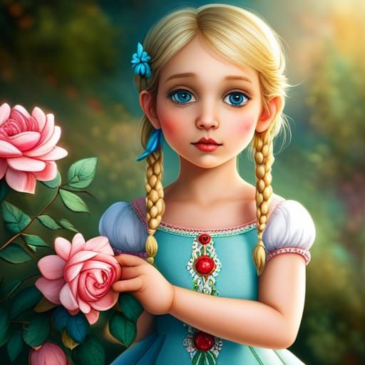 Blonde Princess with Roses