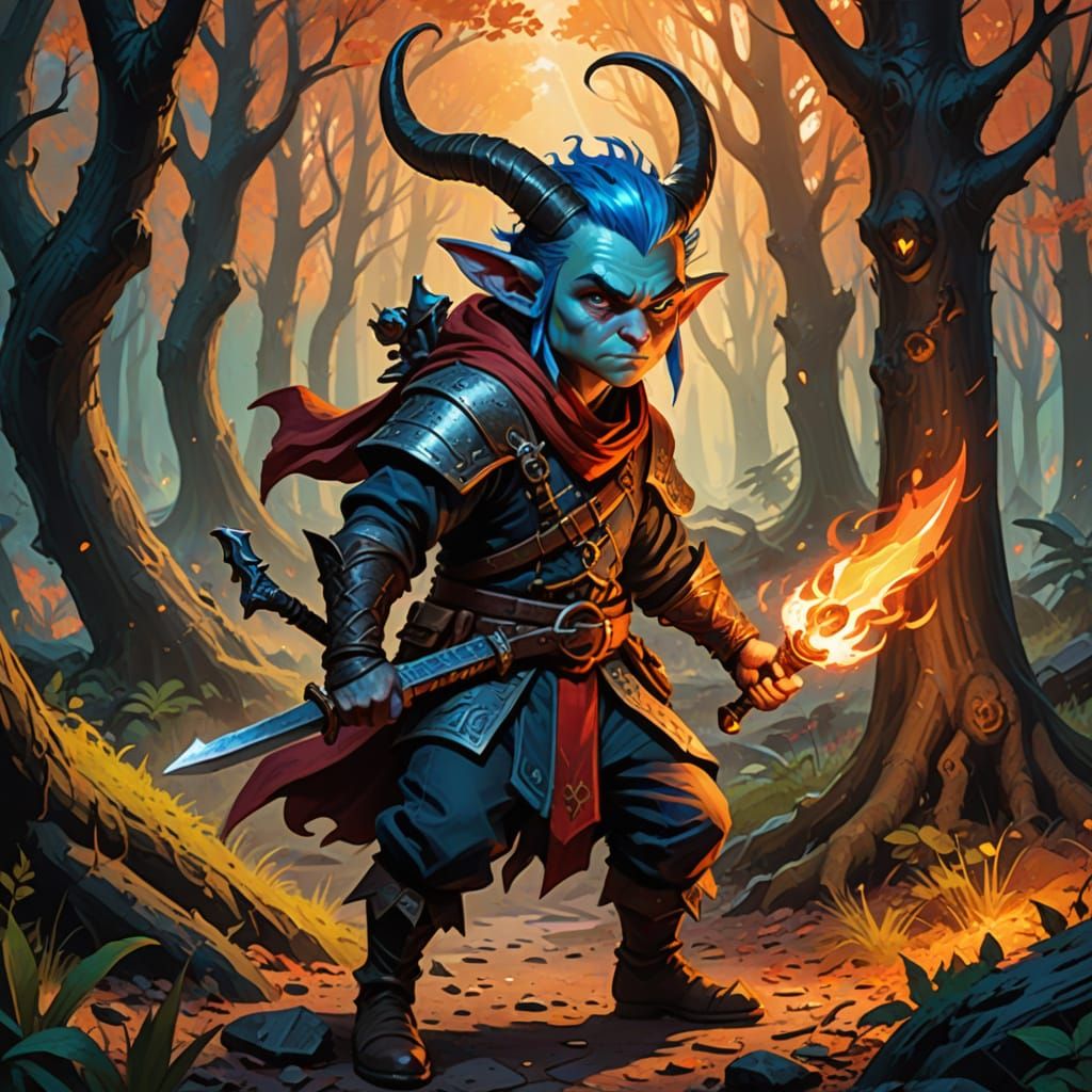 Surreal Halfling Rogue Embarks on Fateful Quest