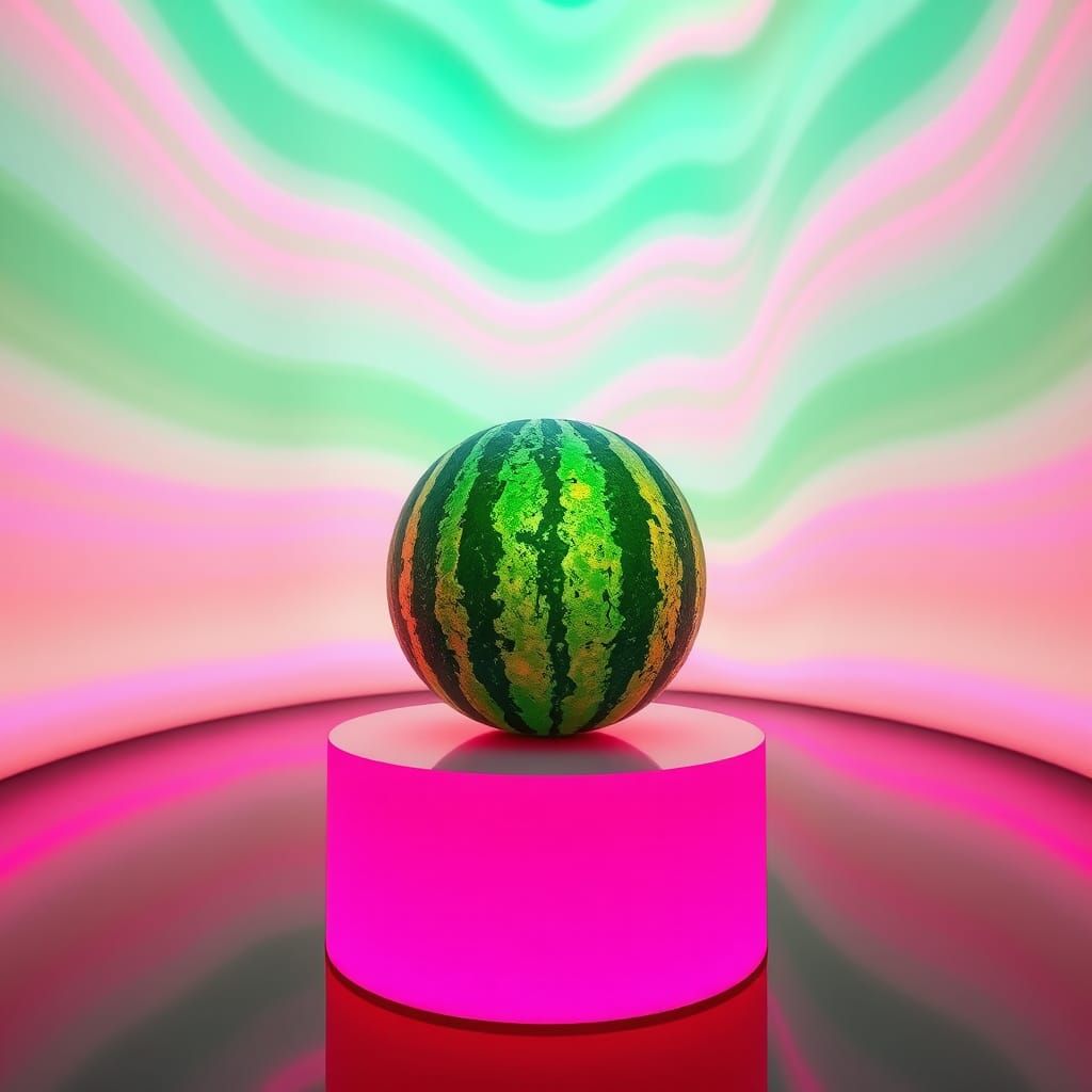Watermelon in a Futuristic Dreamscape as Digital Art