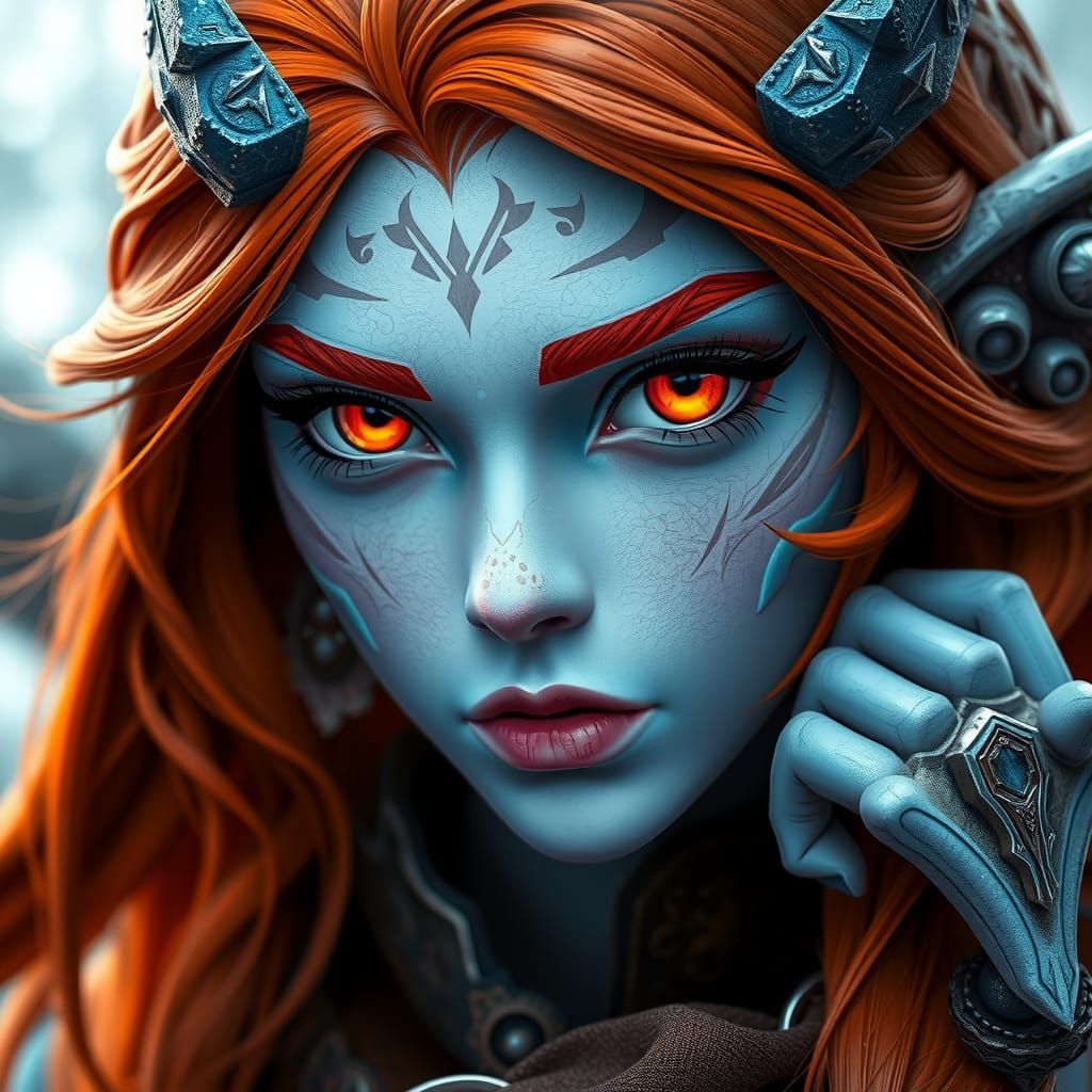 Hyperdetailed Portrait of Midna with Orange Hair