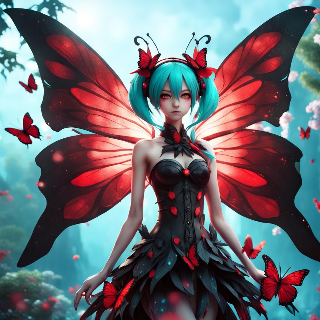 Enchanting Hatsune Miku Fairy with Butterfly Wings