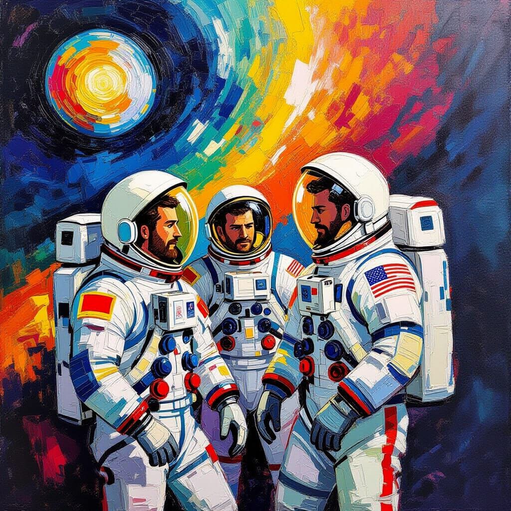 Apollo 13 Spacecraft in Neo-Impressionist Style