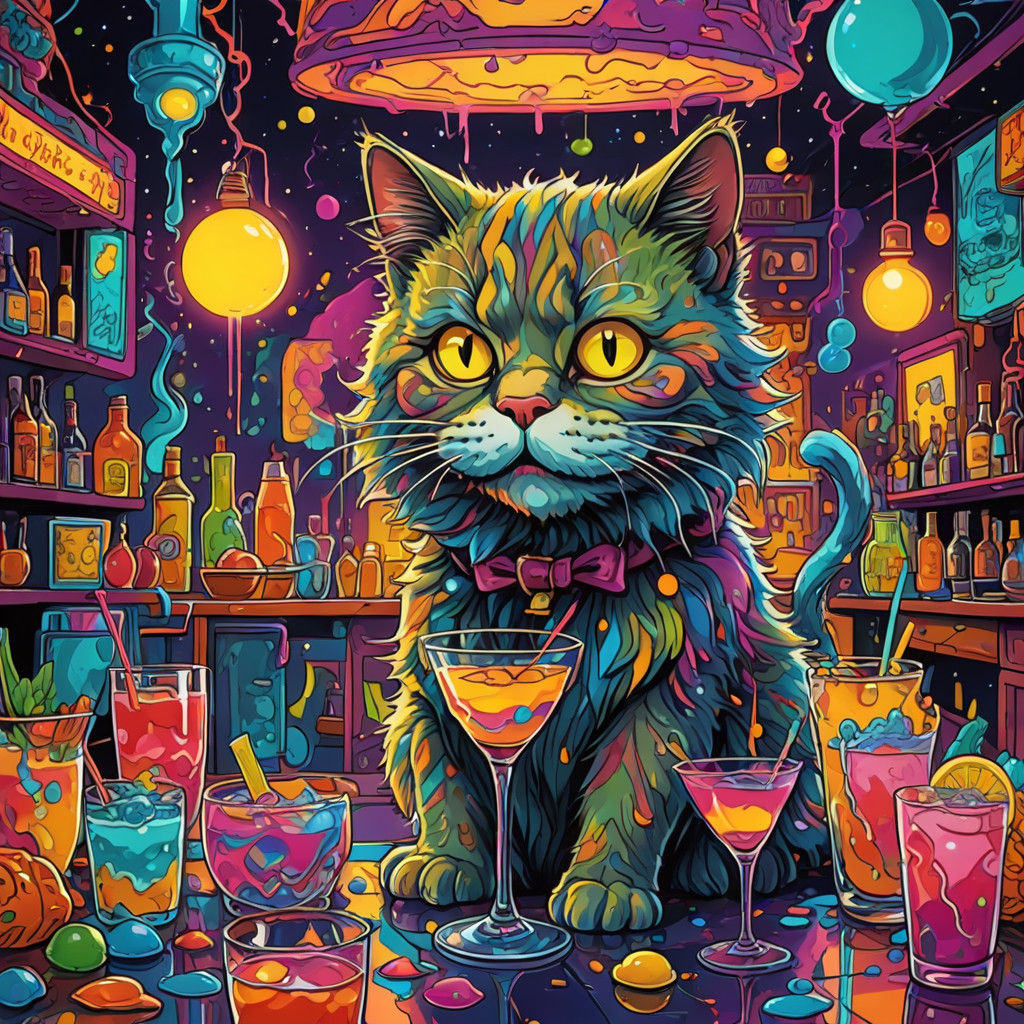 Furry Feline Freespirit in a Whimsical Watering Hole