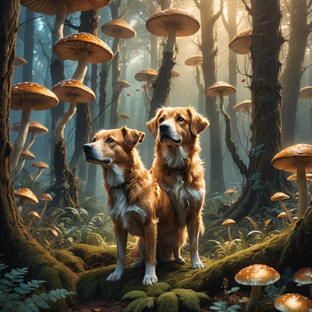 Mystical Forest Dog in Dreamlike Fantasy Art