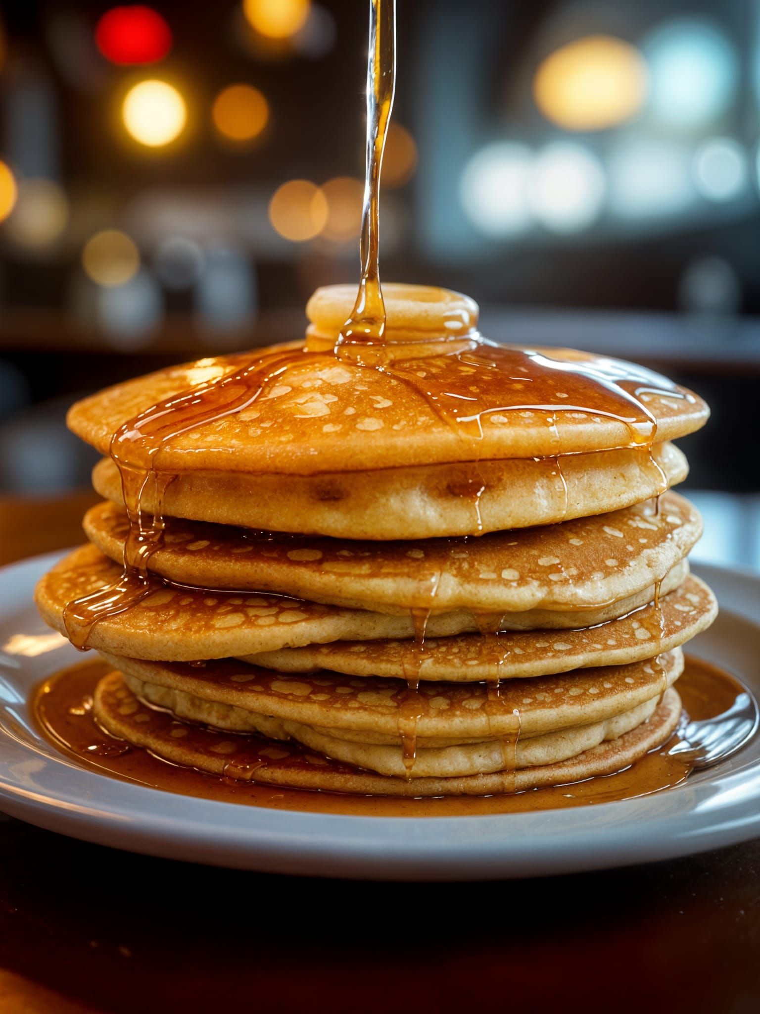 Glowing Pancakes with Syrup: Food Photography