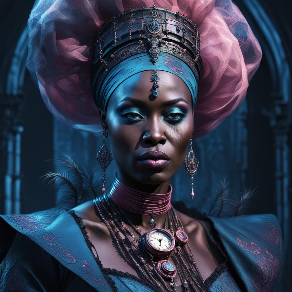 Gothic Steampunk Portrait of an African Woman