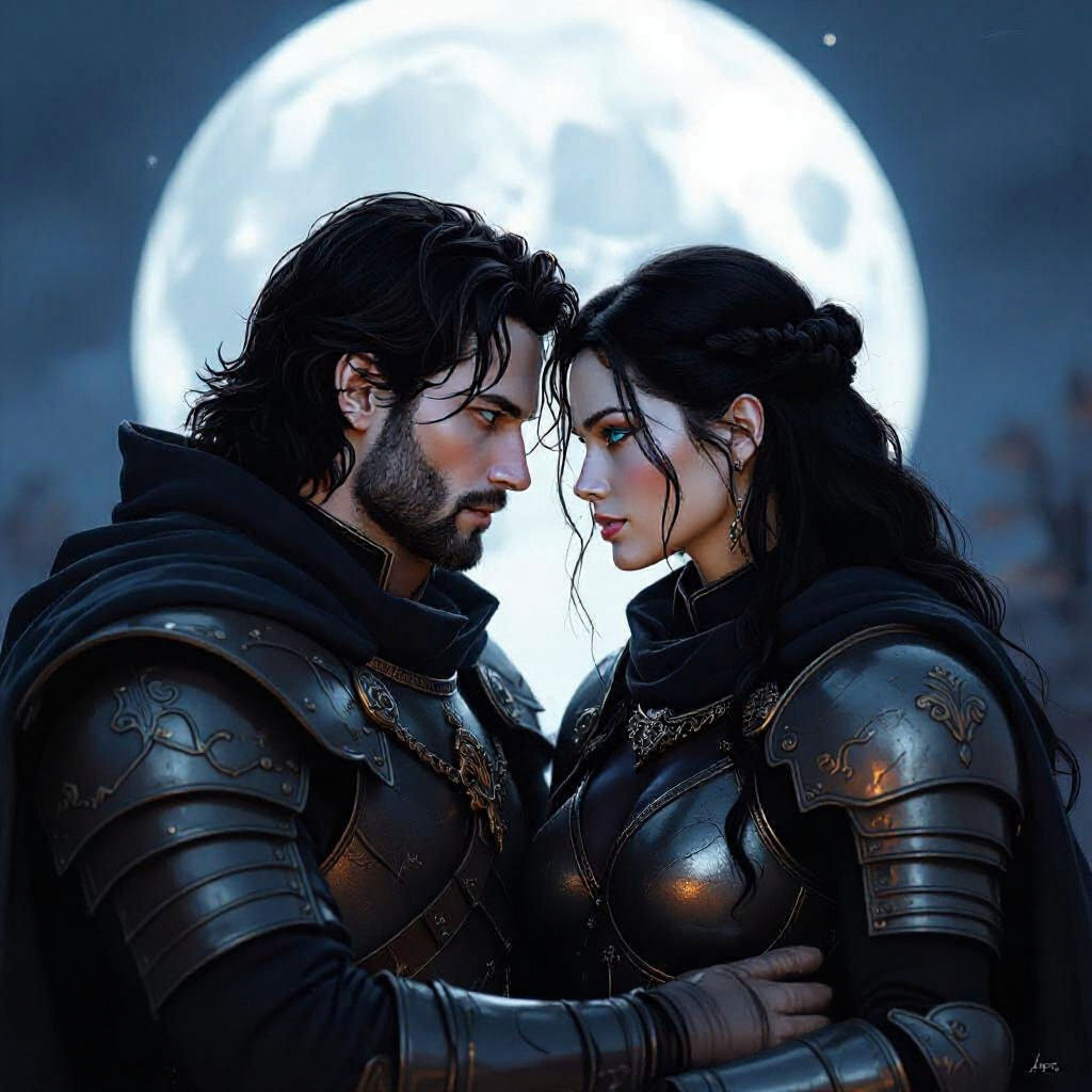 Intimate Moonlight Portrait of Two Figures