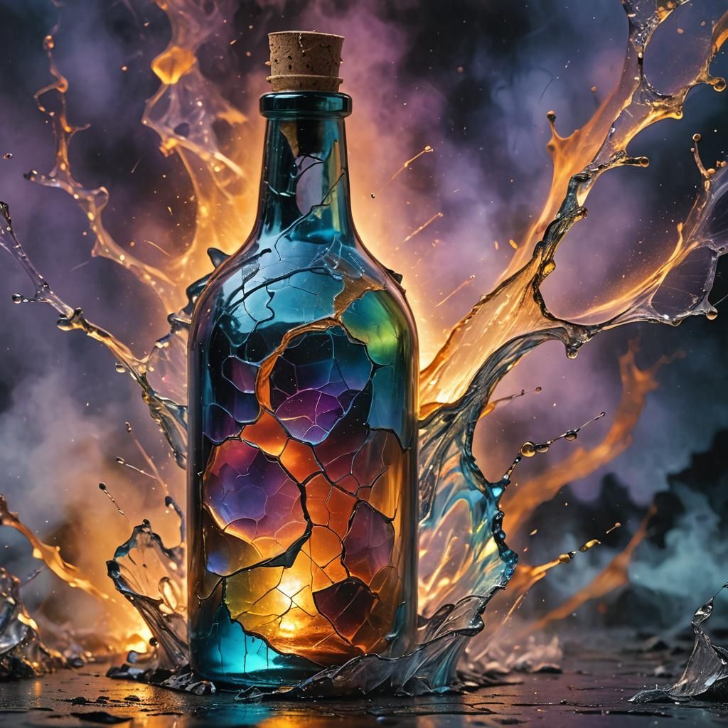 Shattering Magic Potion Bottle