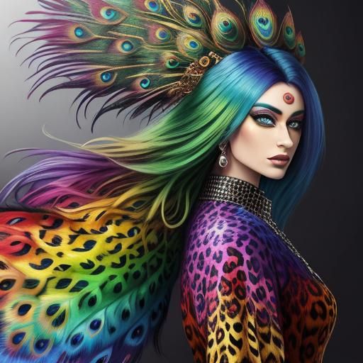 Abstract Woman with Rainbow Dragon Scales